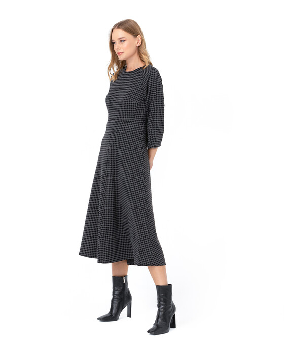 SEÇİL SWEATER PATTERNED FLARED DRESS