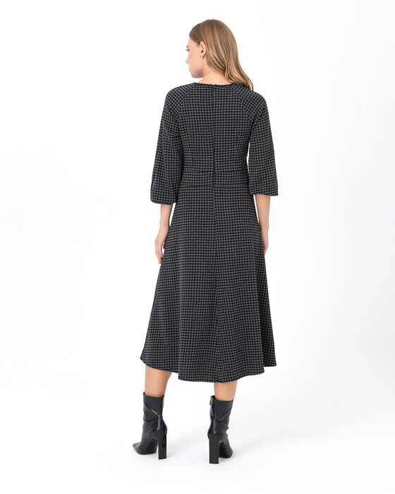 SEÇİL SWEATER PATTERNED FLARED DRESS