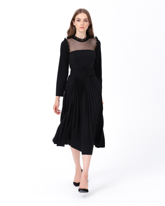 SEÇİL TULLE DETAILED SKIRT PLEATED DRESS