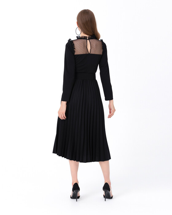 SEÇİL TULLE DETAILED SKIRT PLEATED DRESS