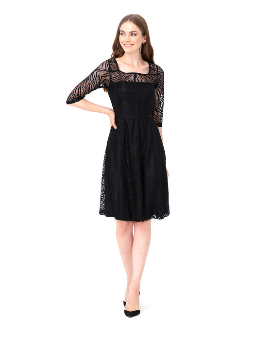 SEÇİL TULLE EMBROIDERED SQUARE COLLAR DRESS