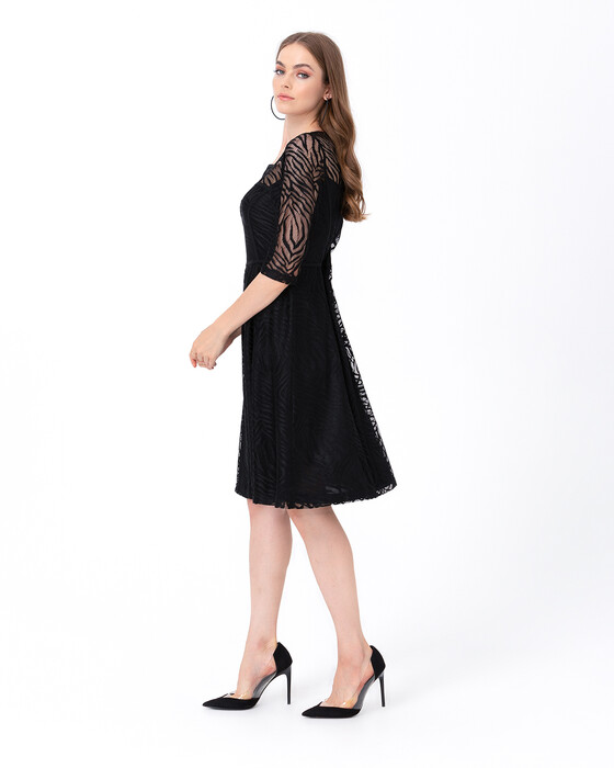 SEÇİL TULLE EMBROIDERED SQUARE COLLAR DRESS