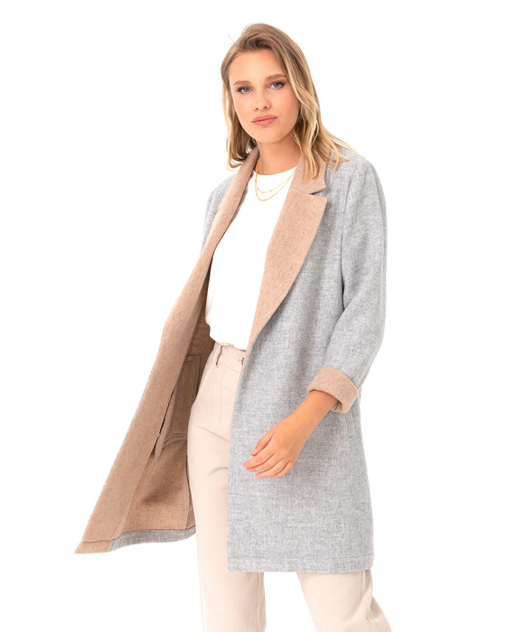 Soft Renkli Ceket Yaka Kaban