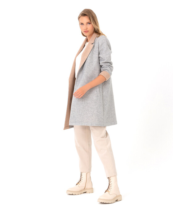 Soft Renkli Ceket Yaka Kaban