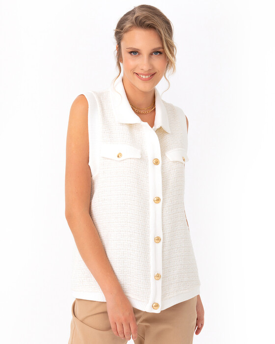 Gold Düğme Detaylı Yelek