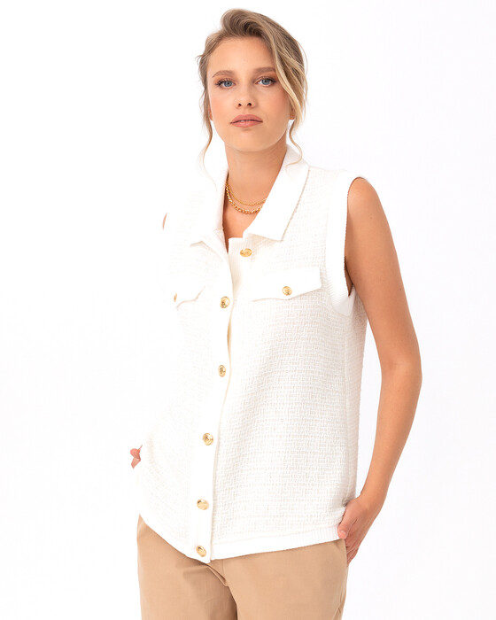 Gold Düğme Detaylı Yelek