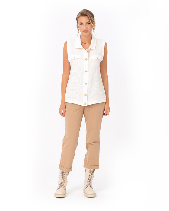 Gold Düğme Detaylı Yelek