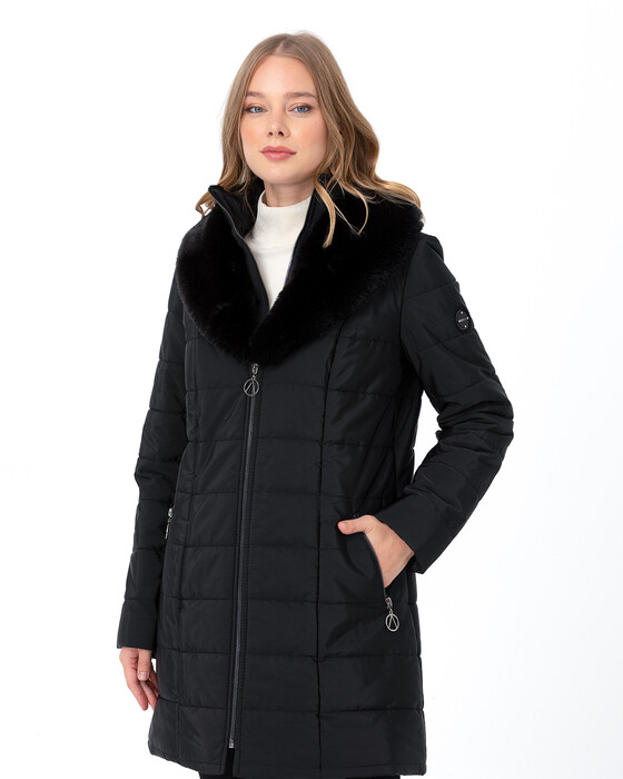 SEÇİL FUR DETAILED DOUBLE ZIPPER INFLATABLE COAT
