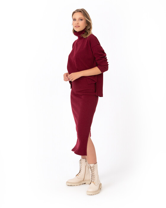 SEÇİL KNITWEAR SKIRT WITH RIBBED SPLIT