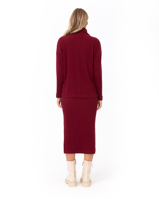 SEÇİL KNITWEAR SKIRT WITH RIBBED SPLIT