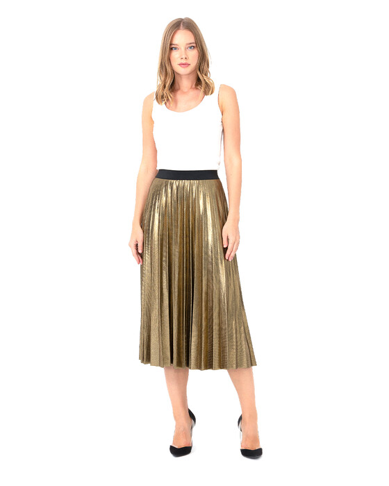 SEÇİL PLEATED GLOSSY SKIRT