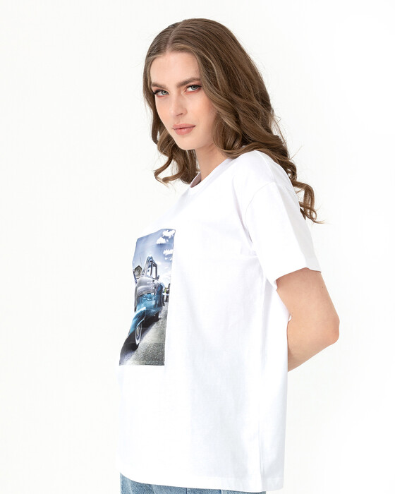 Araba Baskılı Kısa Kollu Tişört