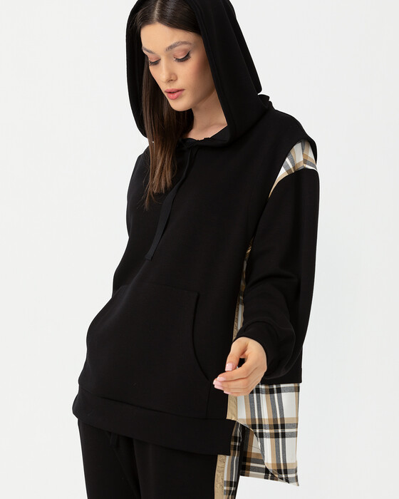 Ekose Desen Detaylı Sweatshırt