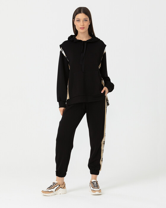 Ekose Desen Detaylı Sweatshırt