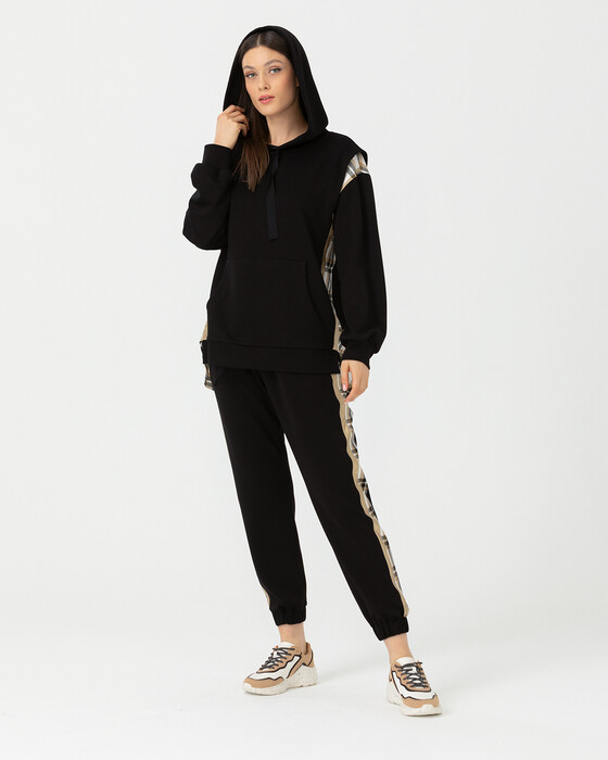 Ekose Desen Detaylı Sweatshırt