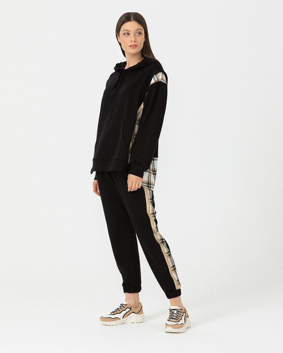 Ekose Desen Detaylı Sweatshırt