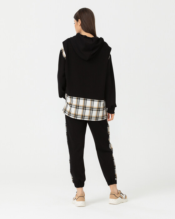 Ekose Desen Detaylı Sweatshırt