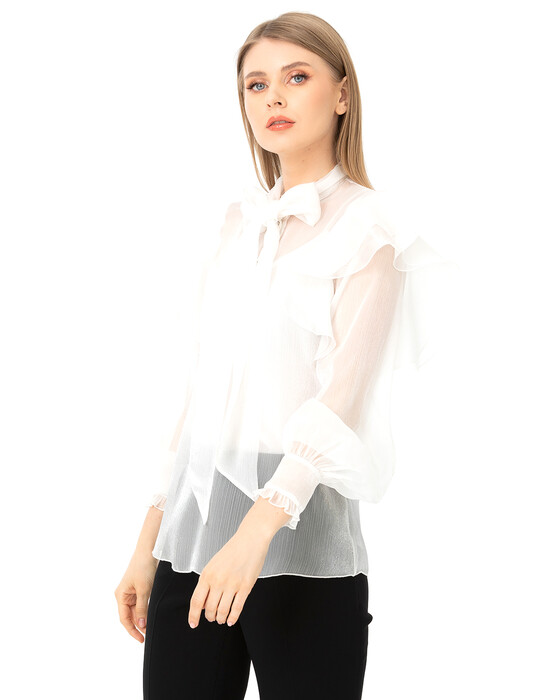 Volanlı Organze Bluz