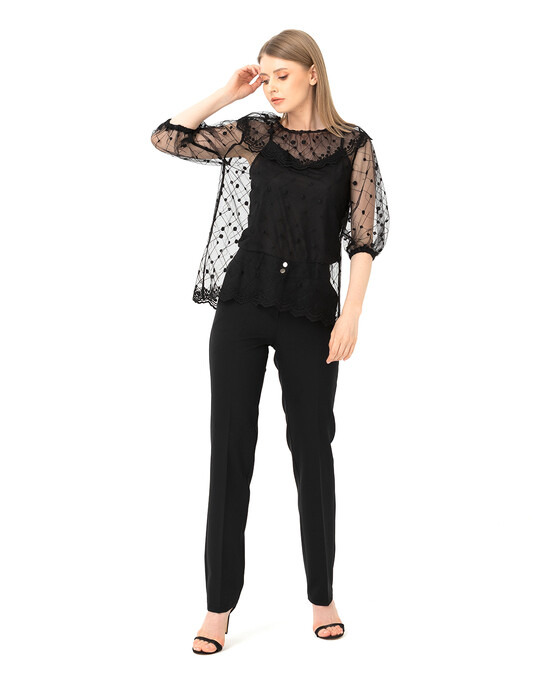 Transparan Tül Bluz