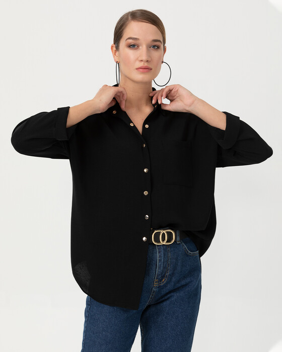 MOM CUT SHIRT WITH BUTTON FRONT