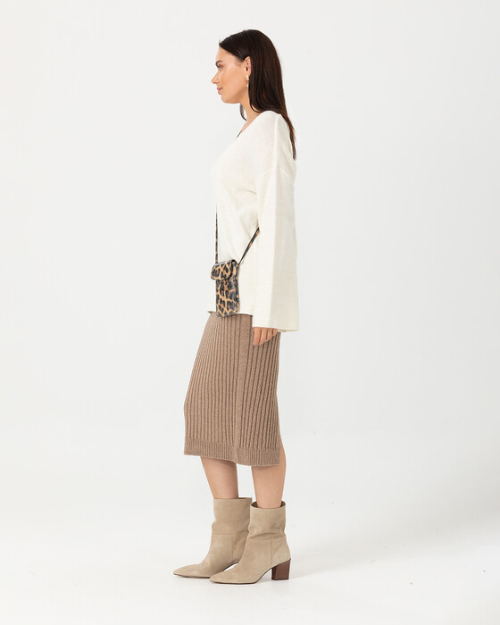 Geniş Kollu V Yakalı Triko Bluz