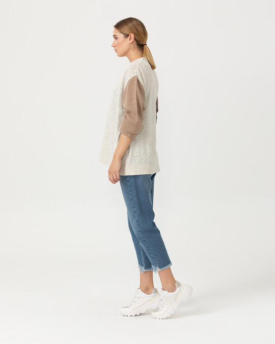 Kolları Renkli Triko Hırka