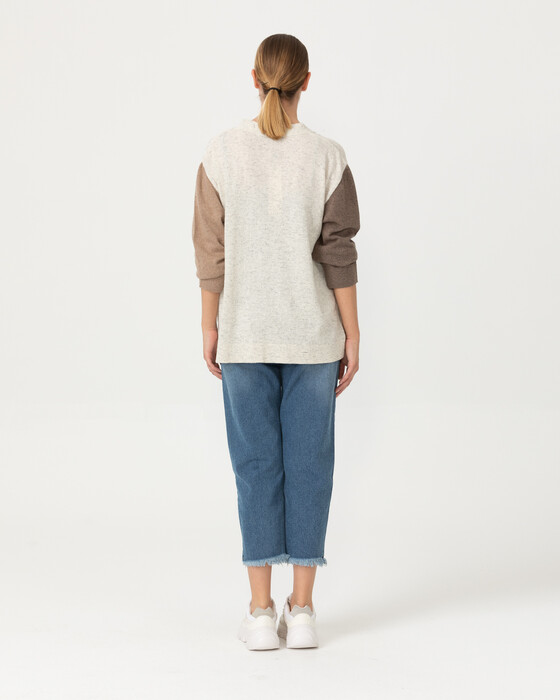 Kolları Renkli Triko Hırka