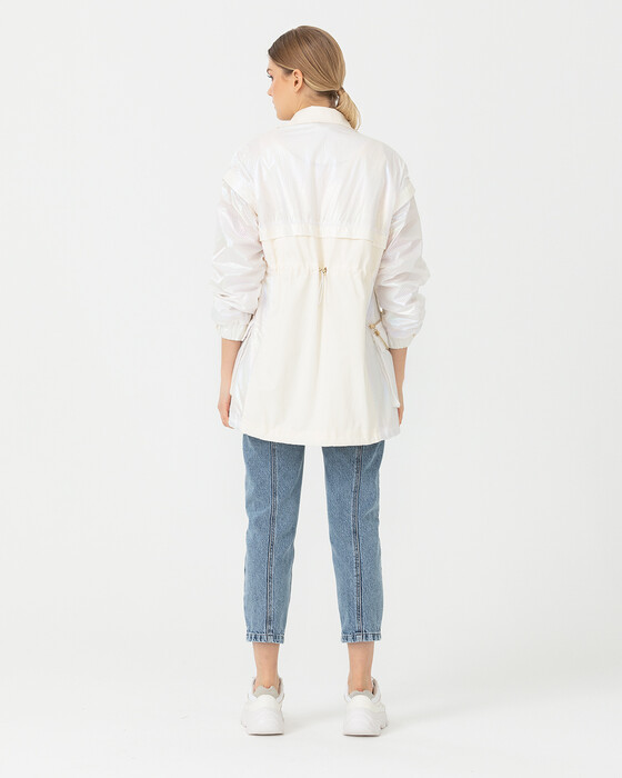 Fermuarlı Parlak Trençkot