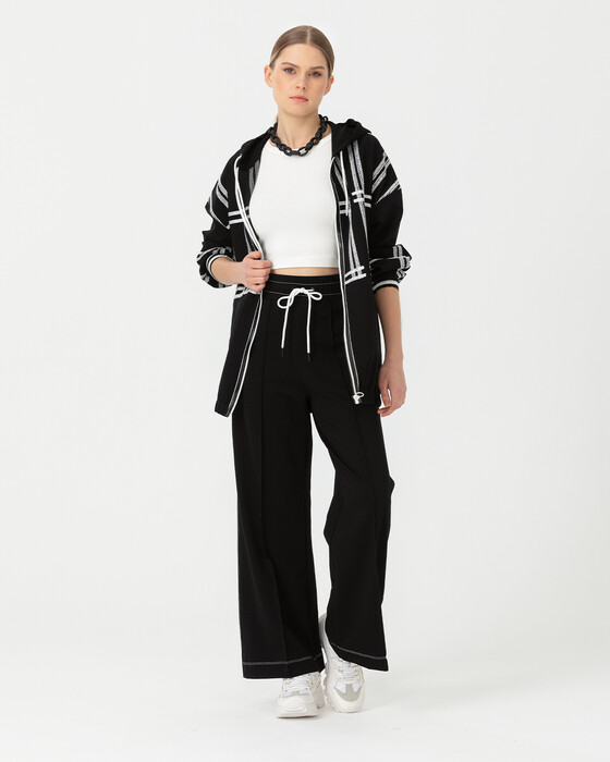 Işleme Detaylı Fermuarlı Sweatshirt Ceket