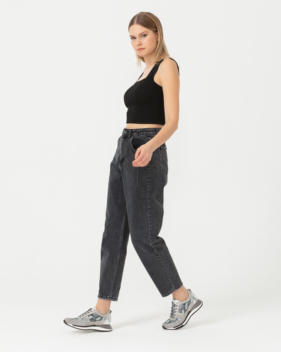 Dikiş Detaylı Mom Jean