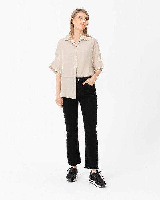 Paçası Püsküllü Denim Pantolon