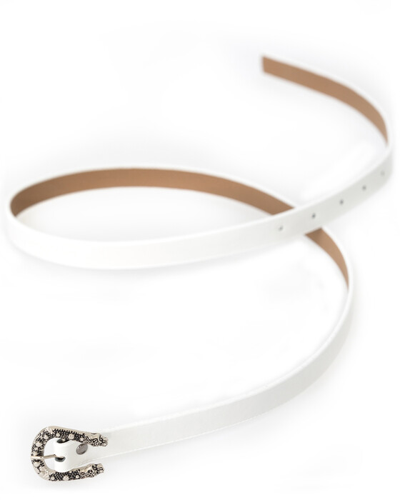 Etnik Desen Tokalı Beyaz Kemer