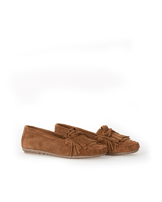 FRINGED SUEDE FLAT SHOES