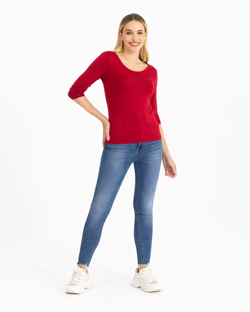 Round Neck Long Sleeve Basic T-Shirt