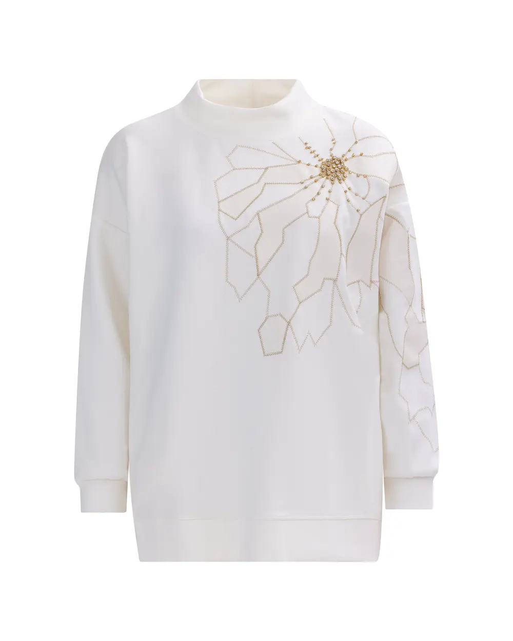 Embroidered Detail Hooded Relaxed Sweatshirt
