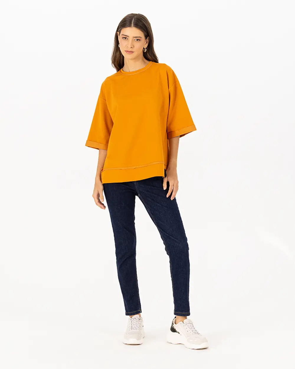 Knitted Fabric Round Neck Sweatshirt