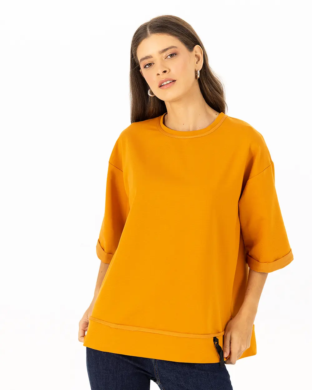 Knitted Fabric Round Neck Sweatshirt