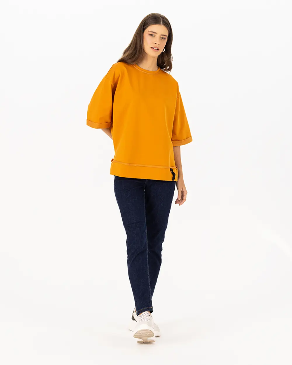 Knitted Fabric Round Neck Sweatshirt