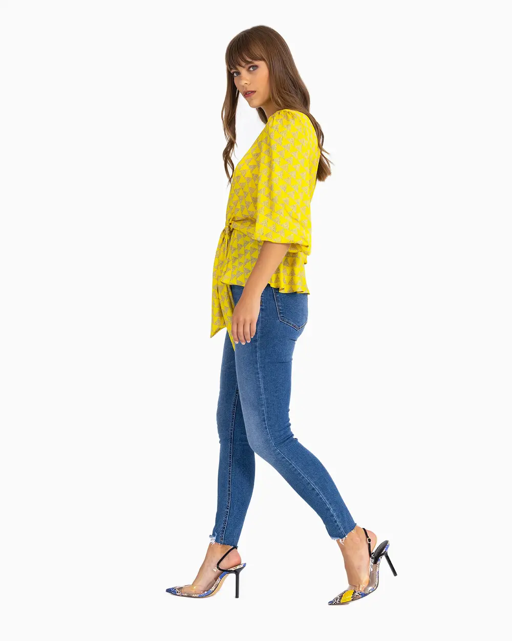 Bağlamalı Desenli Bluz