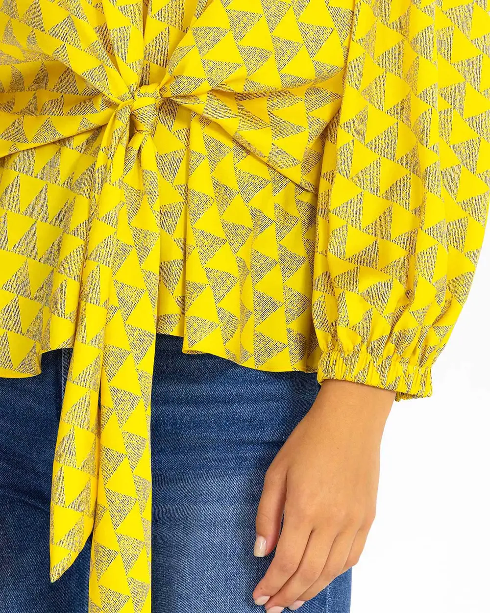 Bağlamalı Desenli Bluz