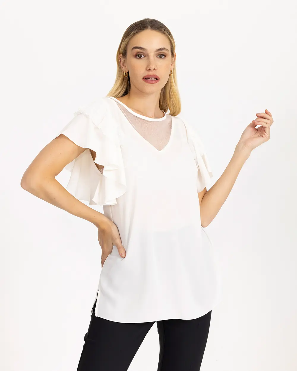 Kolları Volanlı Bluz