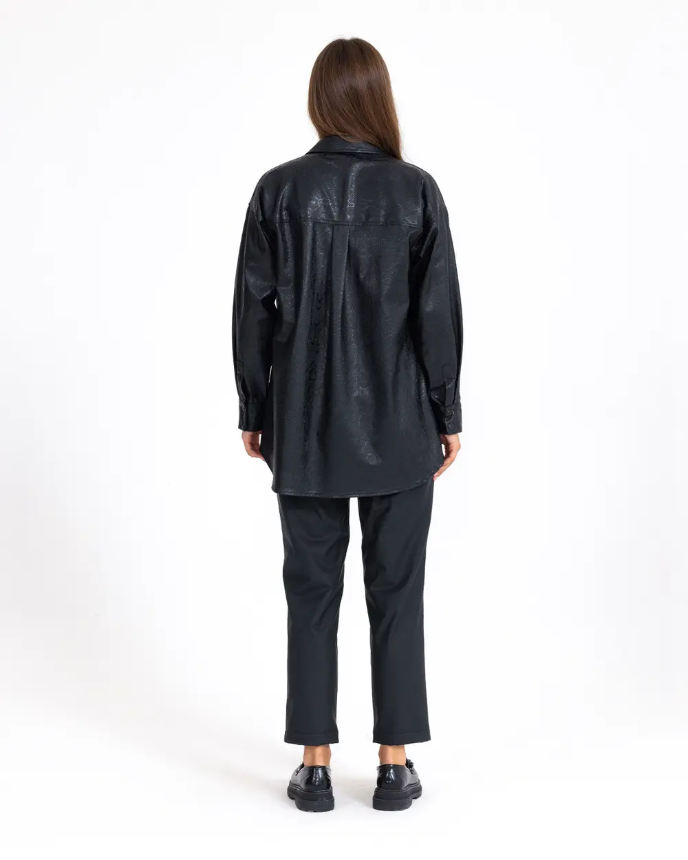 Çıtçıt Düğmeli Suni Deri Gömlek