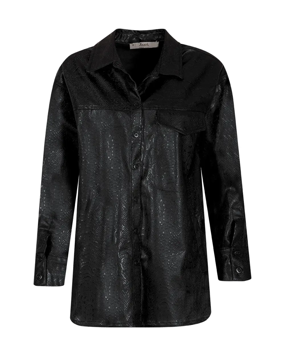 Çıtçıt Düğmeli Suni Deri Gömlek