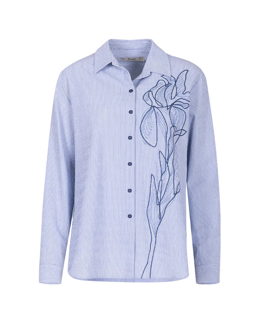 Nakış Detaylı Çizgili Gömlek