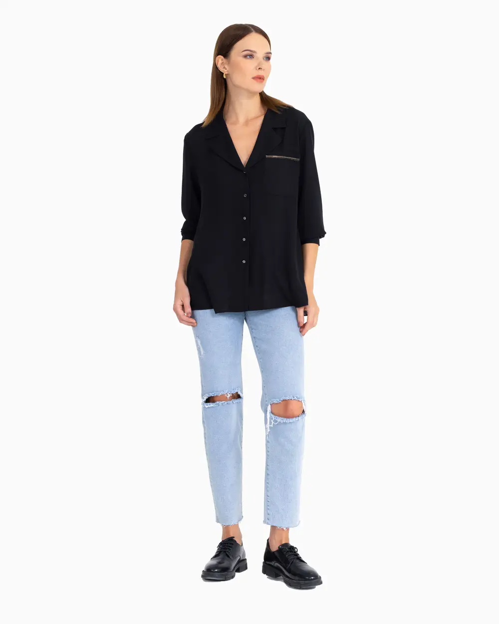 Cep Detaylı Ceket Yaka Gömlek