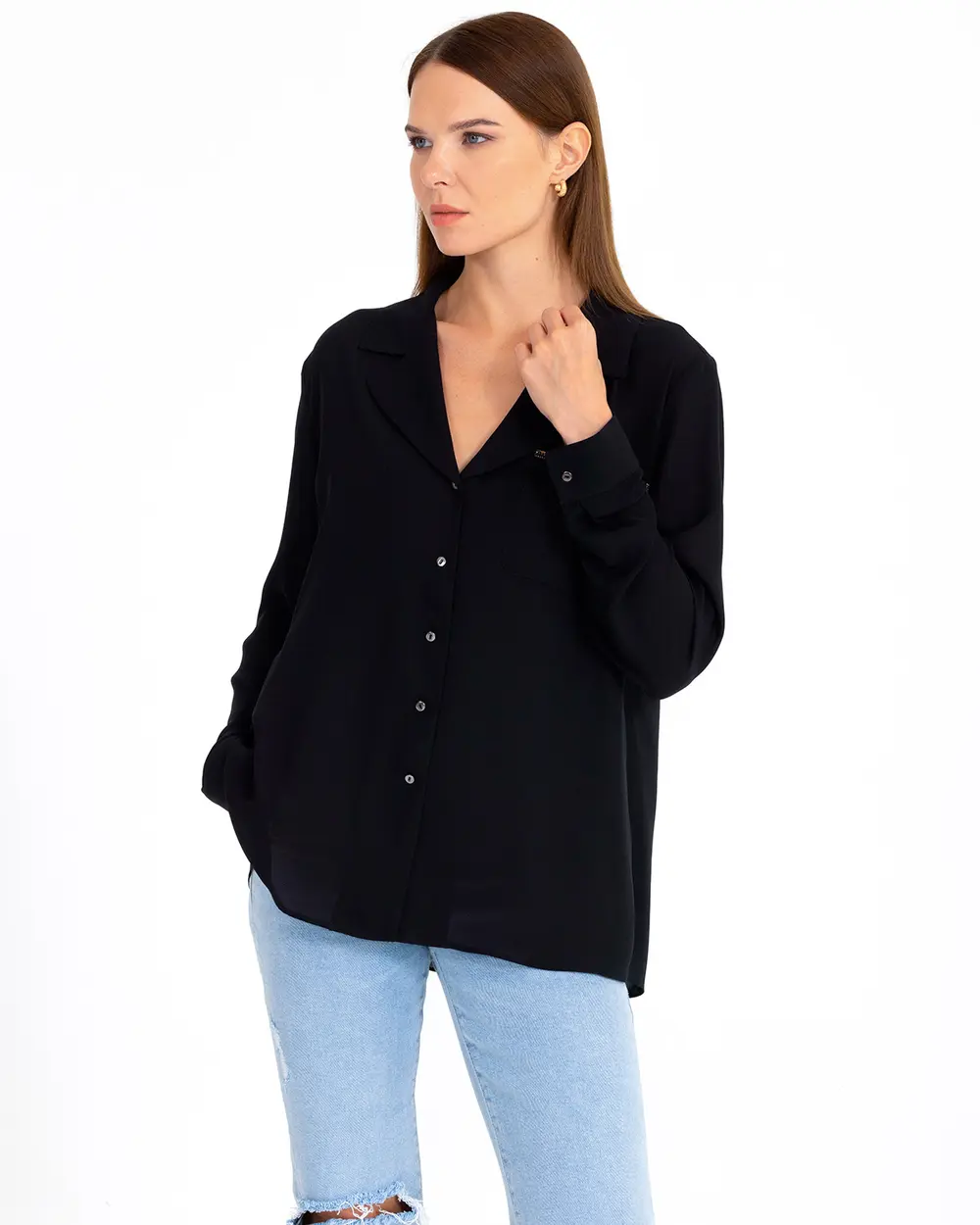 Cep Detaylı Ceket Yaka Gömlek