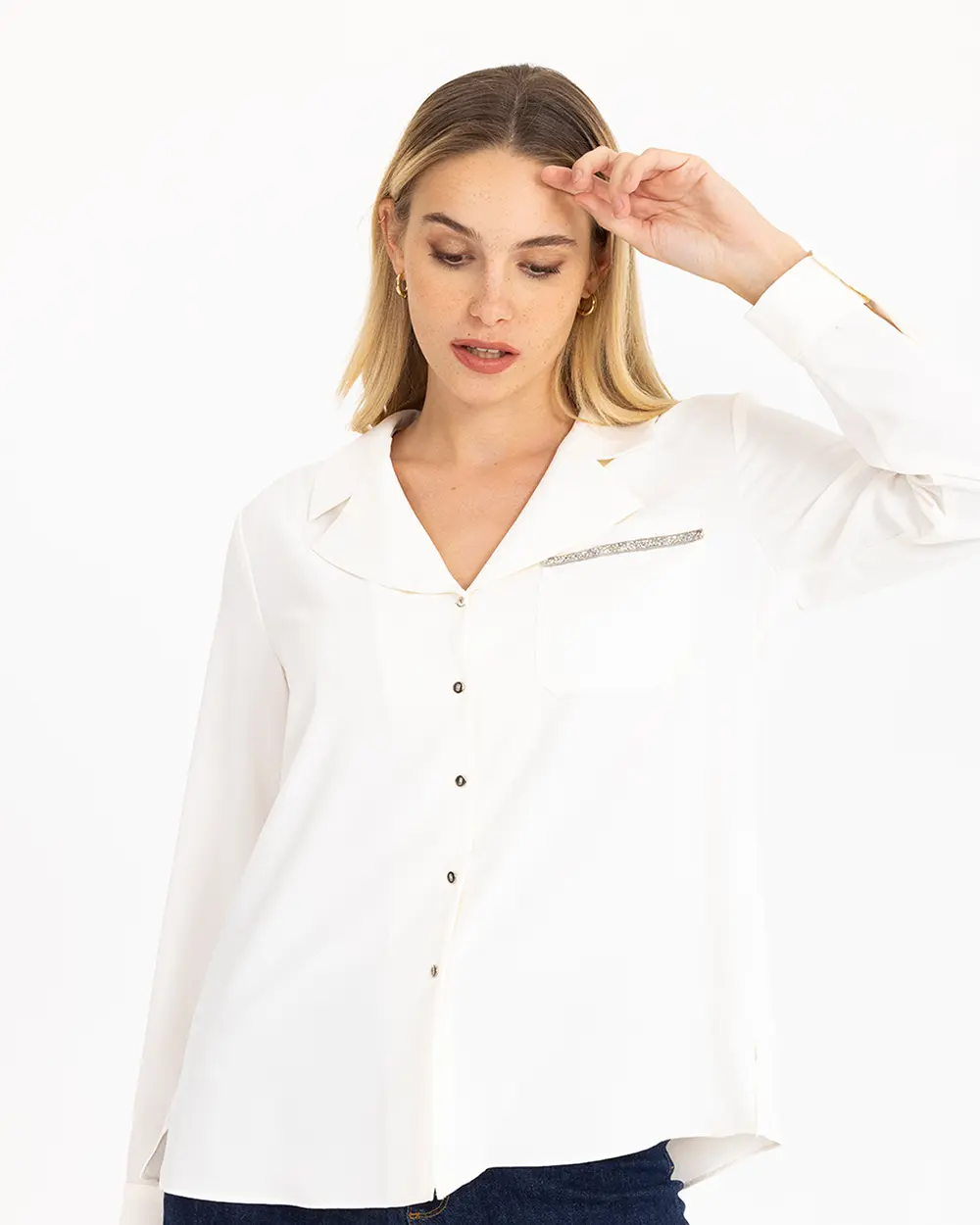 Cep Detaylı Ceket Yaka Gömlek