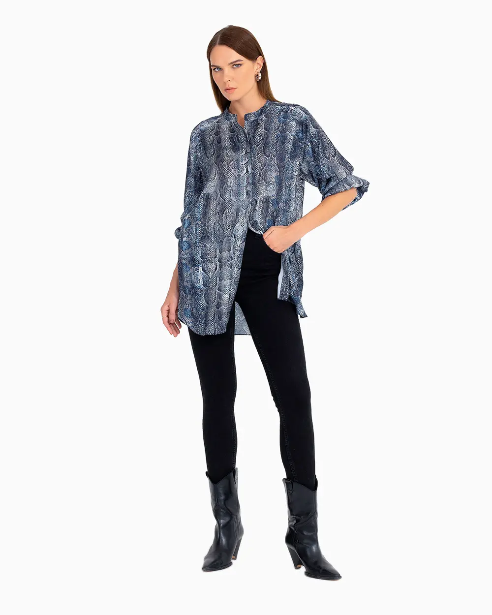 Yılan Derisi Desenli Gömlek