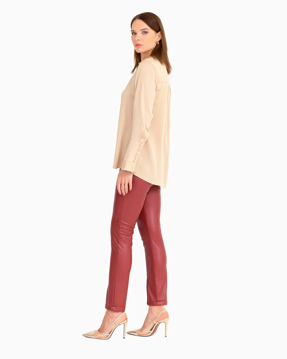 Satin Look V-Neck Shirt