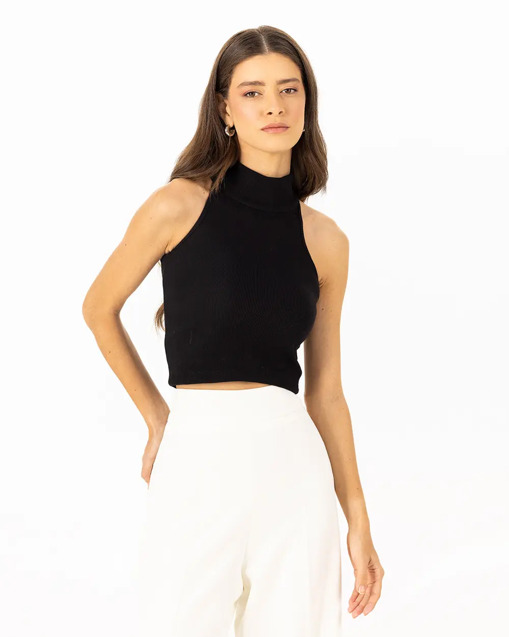 Örme Kumaş Halter Yaka Basic Bluz